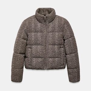 Zara Thermal Insulated Cable Knit Bomber Anorak 6318/223/802